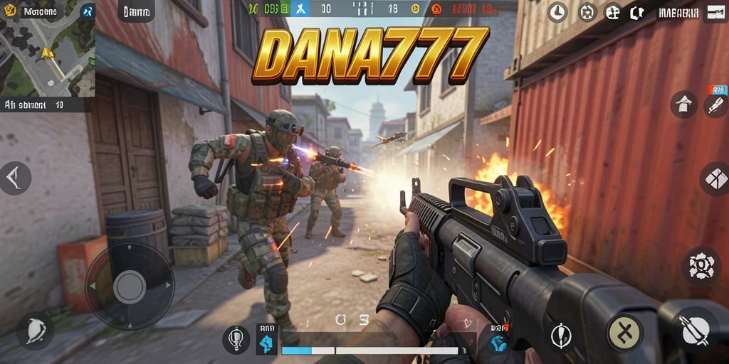 Tampilan gameplay menegangkan di DANA777 dengan aksi menembak yang intens.