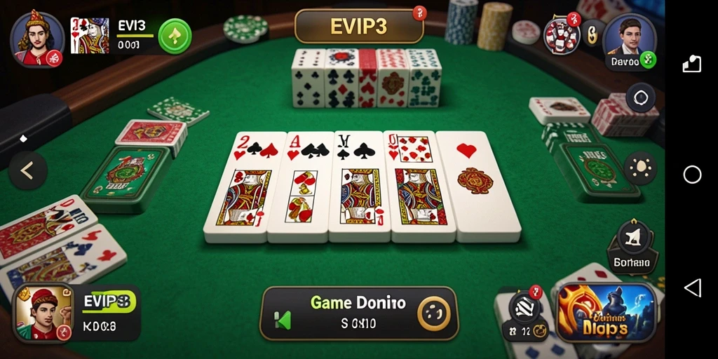 Tampilan menarik dari gameplay Domino EVIP3 yang seru.