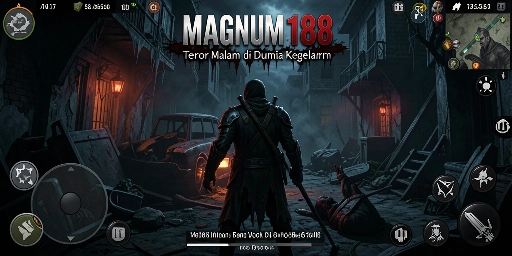 Screenshot gameplay MAGNUM188 menampilkan suasana horor yang mencekam.