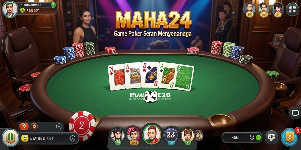 Tampilan gameplay menarik dari MAHA24 yang menampilkan aksi poker seru.