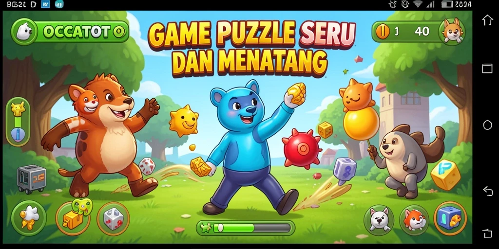 Tampilan menarik gameplay OCATOTO dengan tantangan Puzzle beragam.