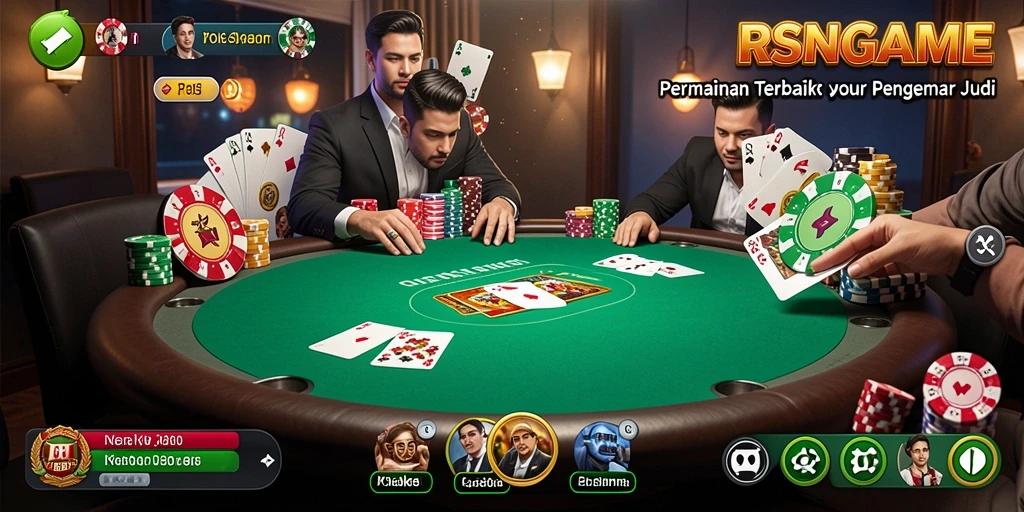Tampilan RSNGAME menampilkan suasana permainan Poker yang menggembirakan.