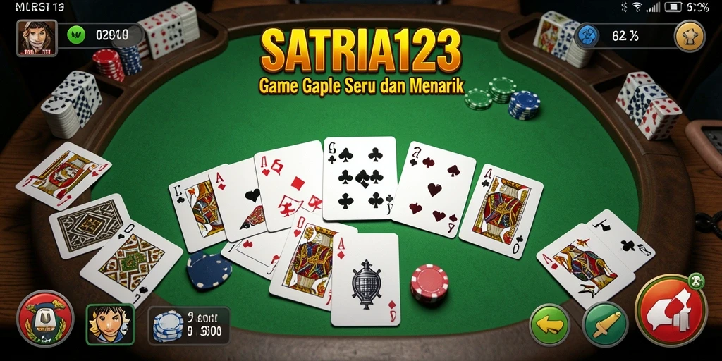 Screenshot menunjukkan gameplay seru dari SATRIA123 yang menampilkan papan Gaple.