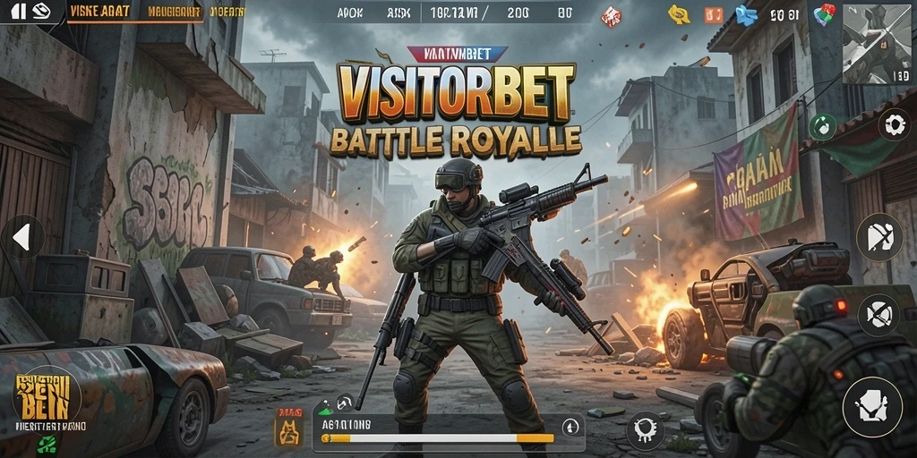 Gameplay seru VISITORBET saat bertarung dalam Battle Royale.