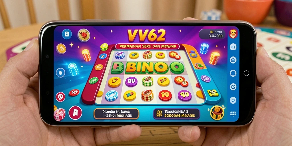 Tampilan gameplay utama dari aplikasi Bingo VV62 yang menarik.